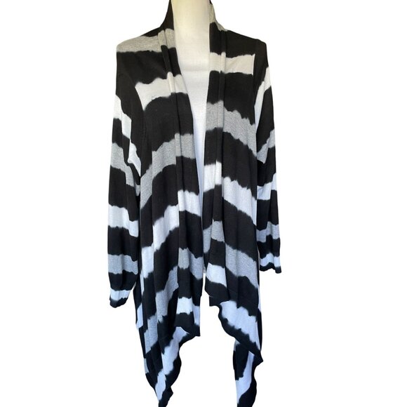 Michael Kors Sweaters - Michael Kors Cardigan Plus Size 2X Black & White Striped Open Front Sweater